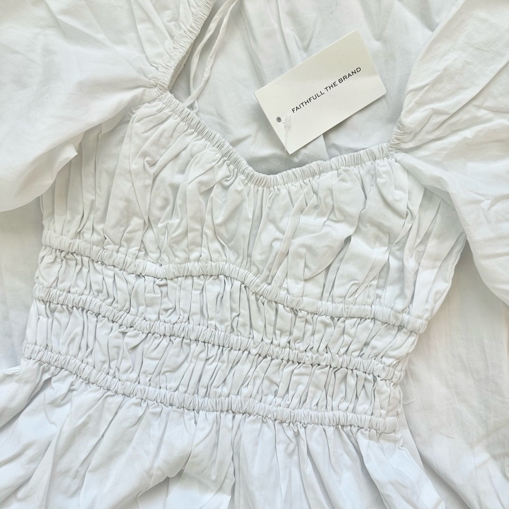 Faithfull the Brand Harmonita Midi Dress White Poplin, size XS - Picture 6 of 6
